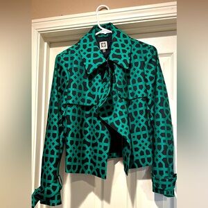 Anne Klein Green and Black Cropped Blazer size 8